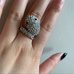 rhinestone encrusted snake wrap ring